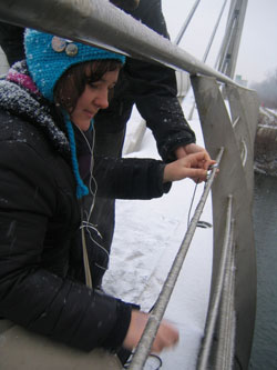Jodi Rose recording Bizovik Bridge, Ljubljana